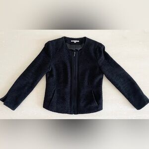 Women’s Gap Box Cropped Lined Zip Up Jacket Coat Blazer Sparkly Black Pockets XS